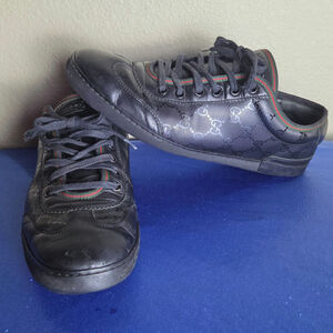 Vintage Gucci Guccissima Imprime Black GG Sneakers 233321 Men's 8/Women's 10